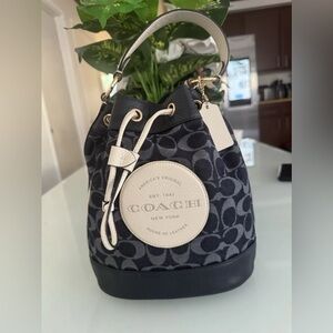 Coach Signature Shoulder Bag Denim Navy